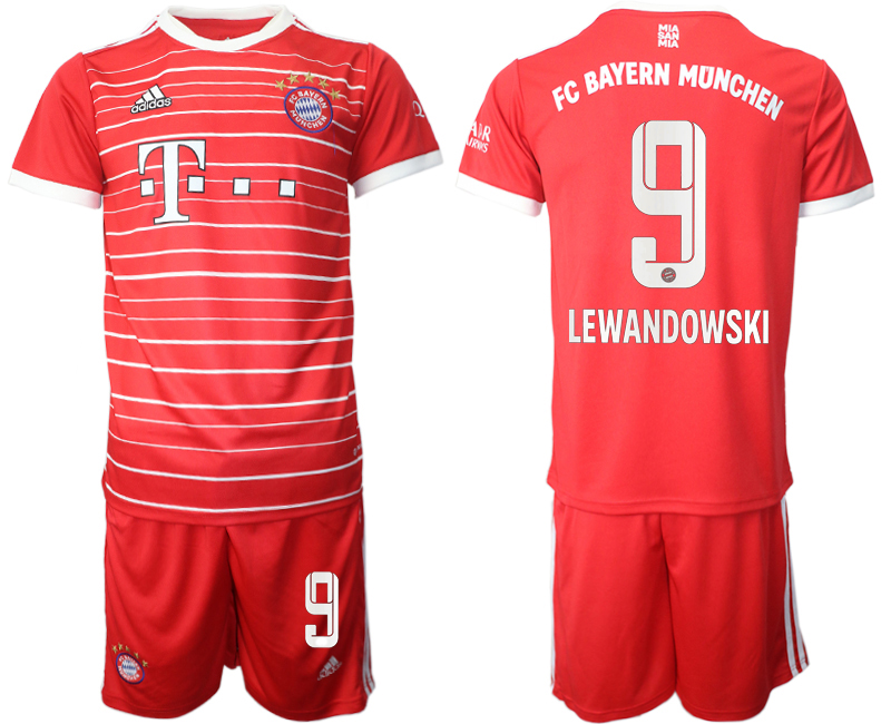 Men 2022-2023 Club Bayern Munich home Red 9 Adidas Soccer Jersey